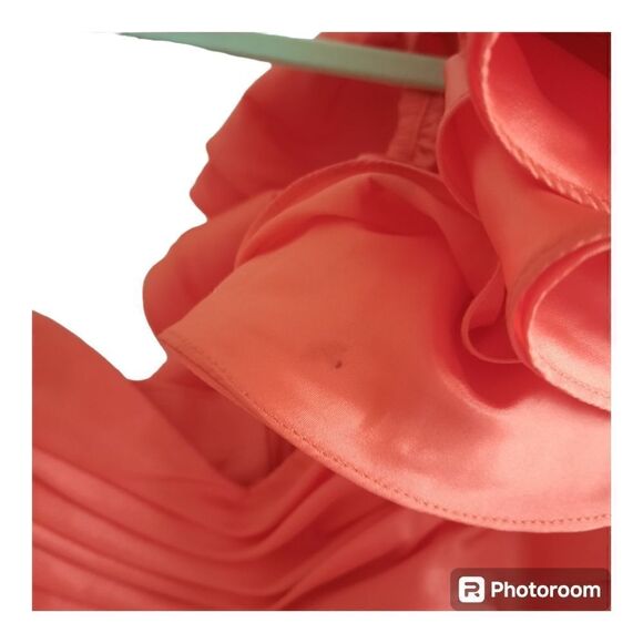 80s Julie Duroche After Six Ruched Ruffle Rosette One Shoulder Prom Dress - Picture 5 of 8